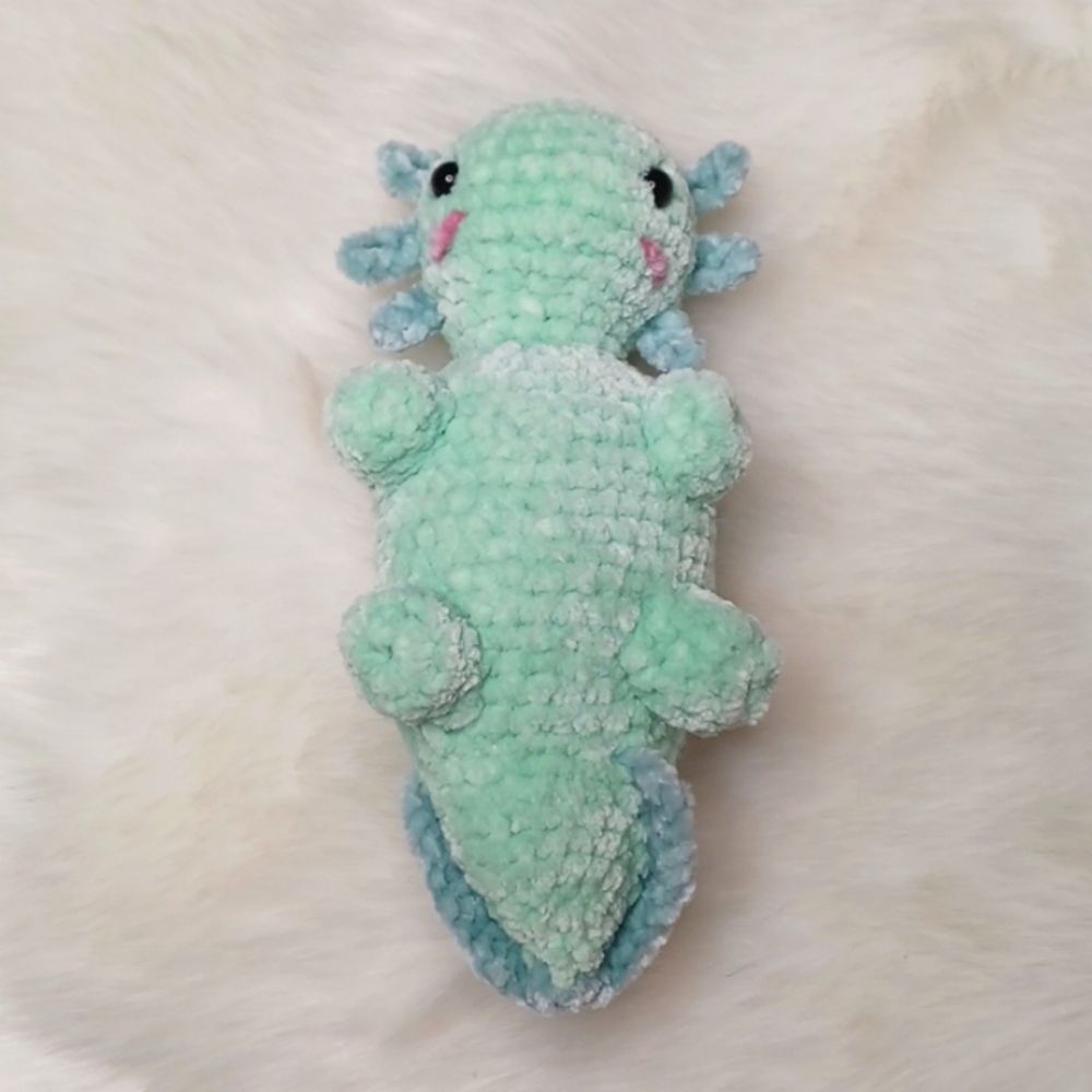🆕 Handmade Crochet Mint and Teal Axolotl